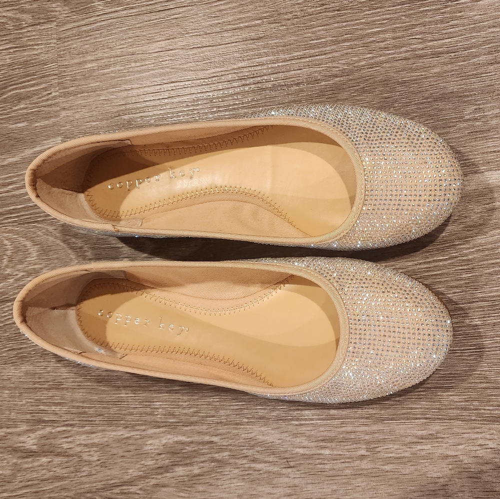 Copper Key Rhinestone Flats